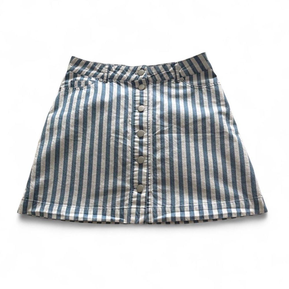 Striped Blue and White Button-Up Skirt